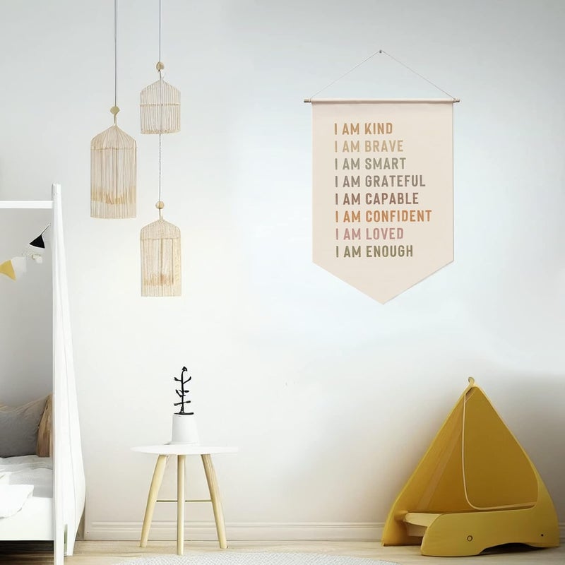 WCDHOR Affirmations Wall Hanging Art for Kids, Classroom Wall Art, I am Enough, Kid's Bedroom, Rainbow Affirmations Wall Banner, I am Kind Smart Loved, Inspirational Nursery Decor - Image 3